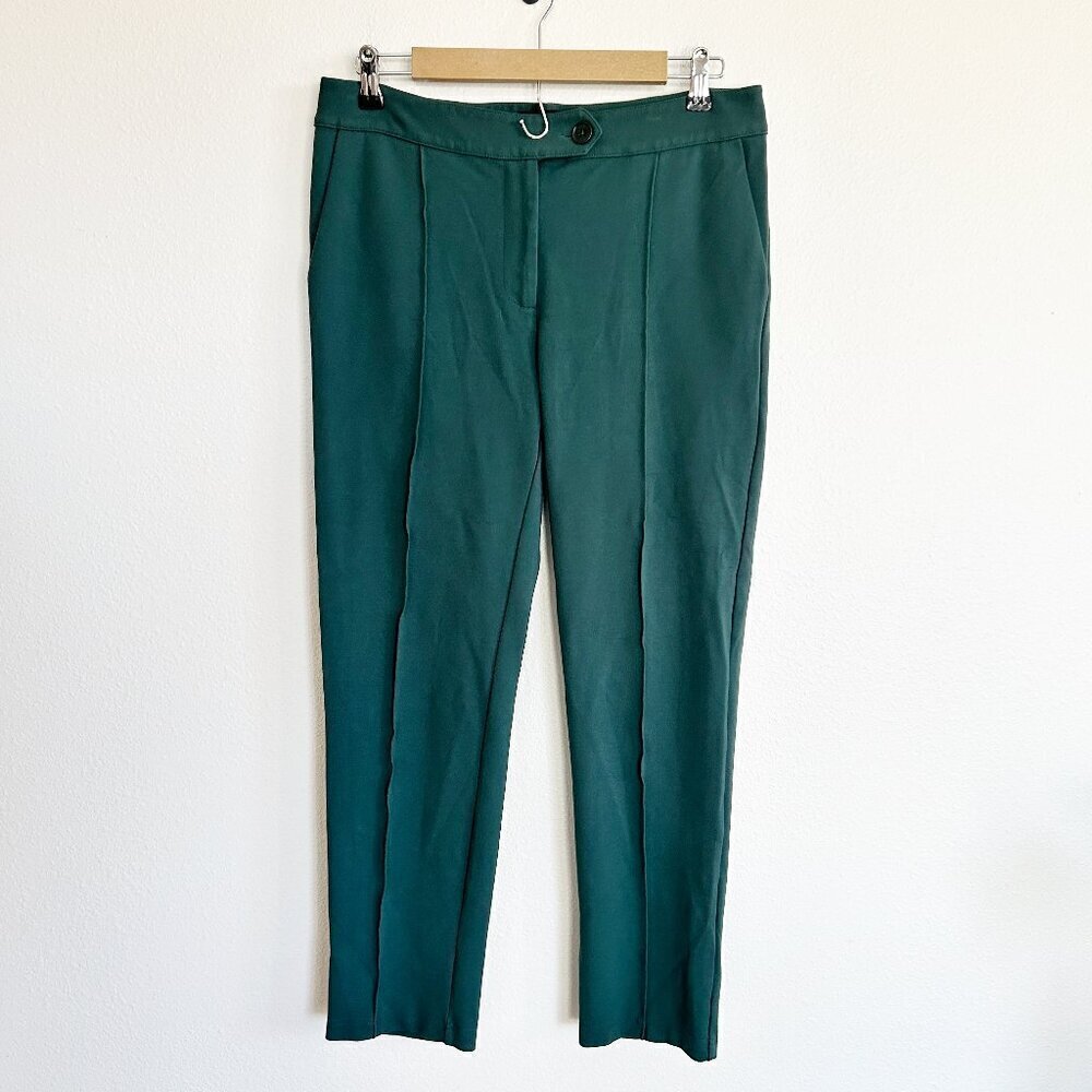 Betabrand Pants Audrey Ponte Ankle Slim Fog Green Yoga Dress Comfort